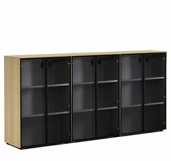 ЭНЦО/ENZO Шкаф-витрина в.120, 6 дв СВ.ЭВКАЛИПТ/ЧЕРНЫЙ