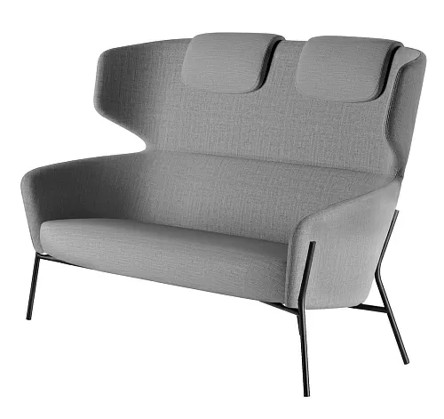 ВЕНТО2/VENTOTWO Диван выс 2местный СЕРЫЙ/ЧЕРНЫЙ
