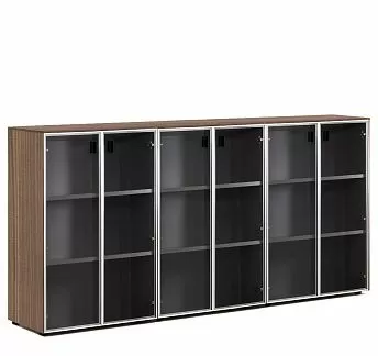 ЭКЗЕ/EXE Шкаф-витрина в.120, 6 дв ОРЕХ/ЧЕРНЫЙ