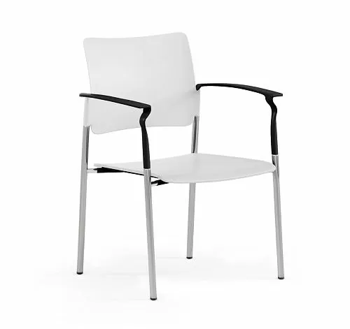 ПИНКО/PINKO Кресло пластик, 4 оп,пдл БЕЛЫЙ/ХРОМ