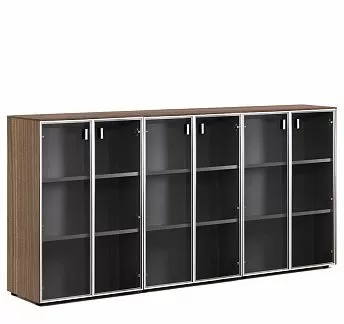 ЭКЗЕ/EXE Шкаф-витрина в.120, 6 дв ОРЕХ/АЛЮМ