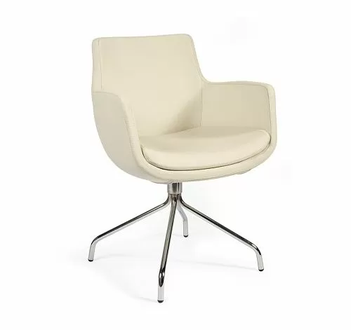 ФЕЛИЦИЯ/FELICIA Кресло крутящ., хром БЕЖЕВЫЙ/КОЖА